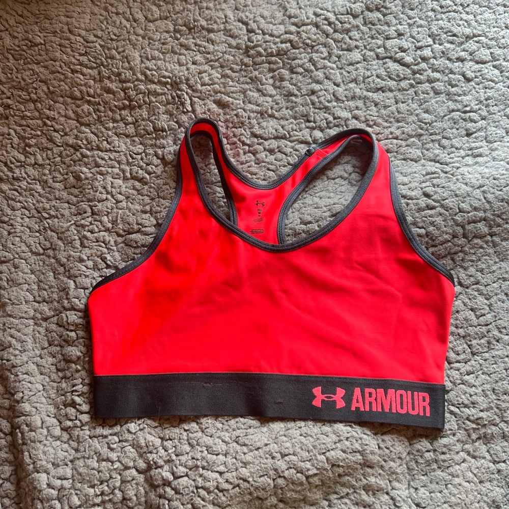 Neon pink under armor sports bra